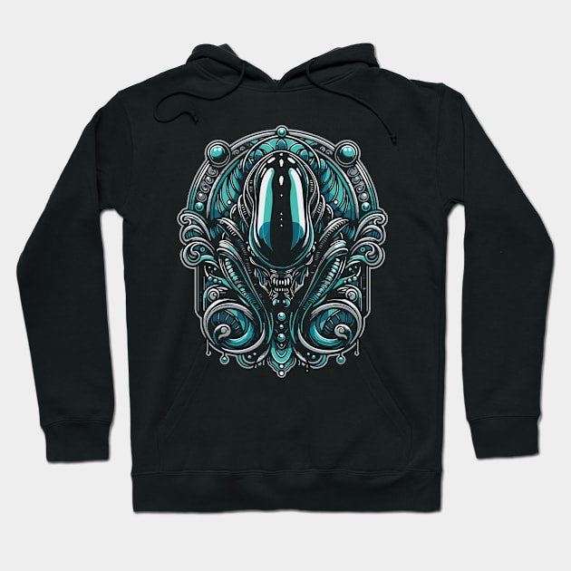 Alien Xenomorph Abstract Horror Movie Fan Art Hoodie by GIANTSTEPDESIGN